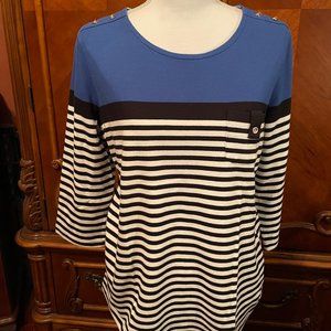 "Karen Scott" Solid and Striped Top